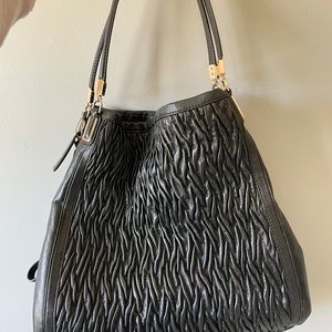 Black Coach real leather bag. Size large no crossbody zipper and buttons